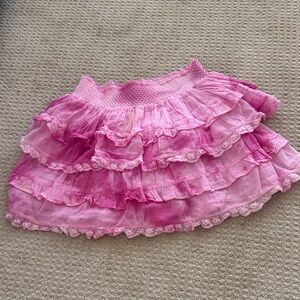 LoveShackFancy Pink Ruffled Mini Skirt